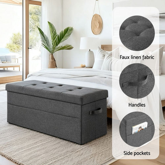 Modern Foldable Storage Ottoman Foot Stool Comfortable Home Seating