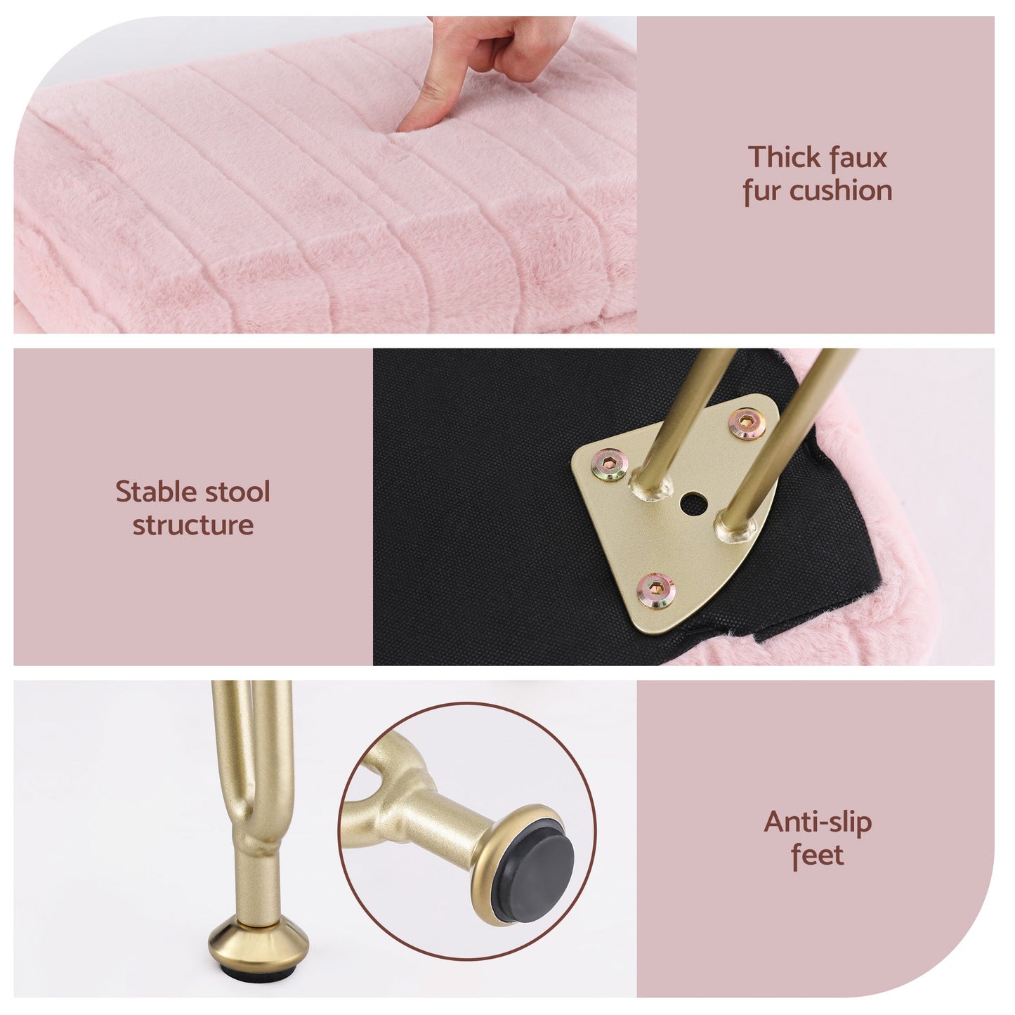 Pink Storage Ottoman Footstool Vanity Stool | Home & Living