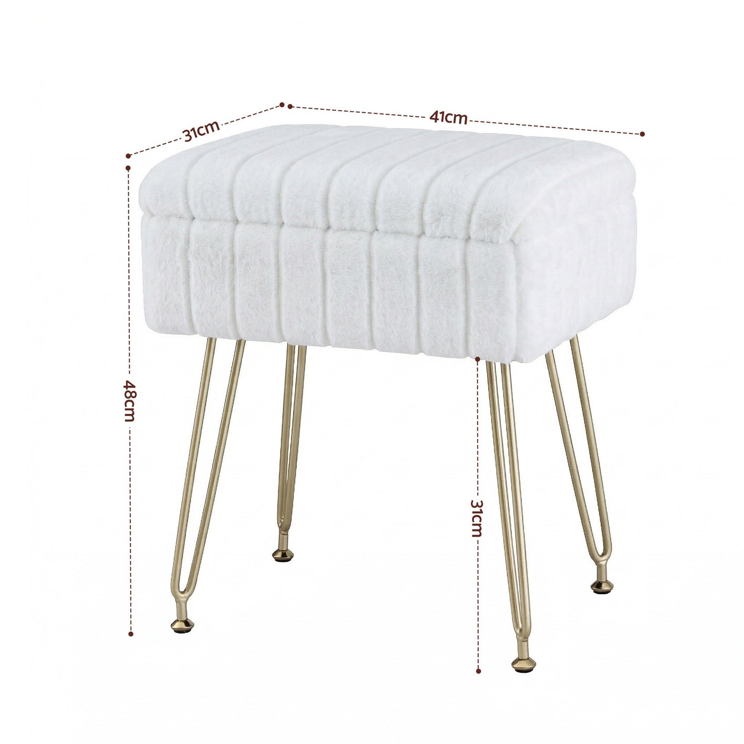 Storage Ottoman Footstool White Faux Fur | Home & Living - 2