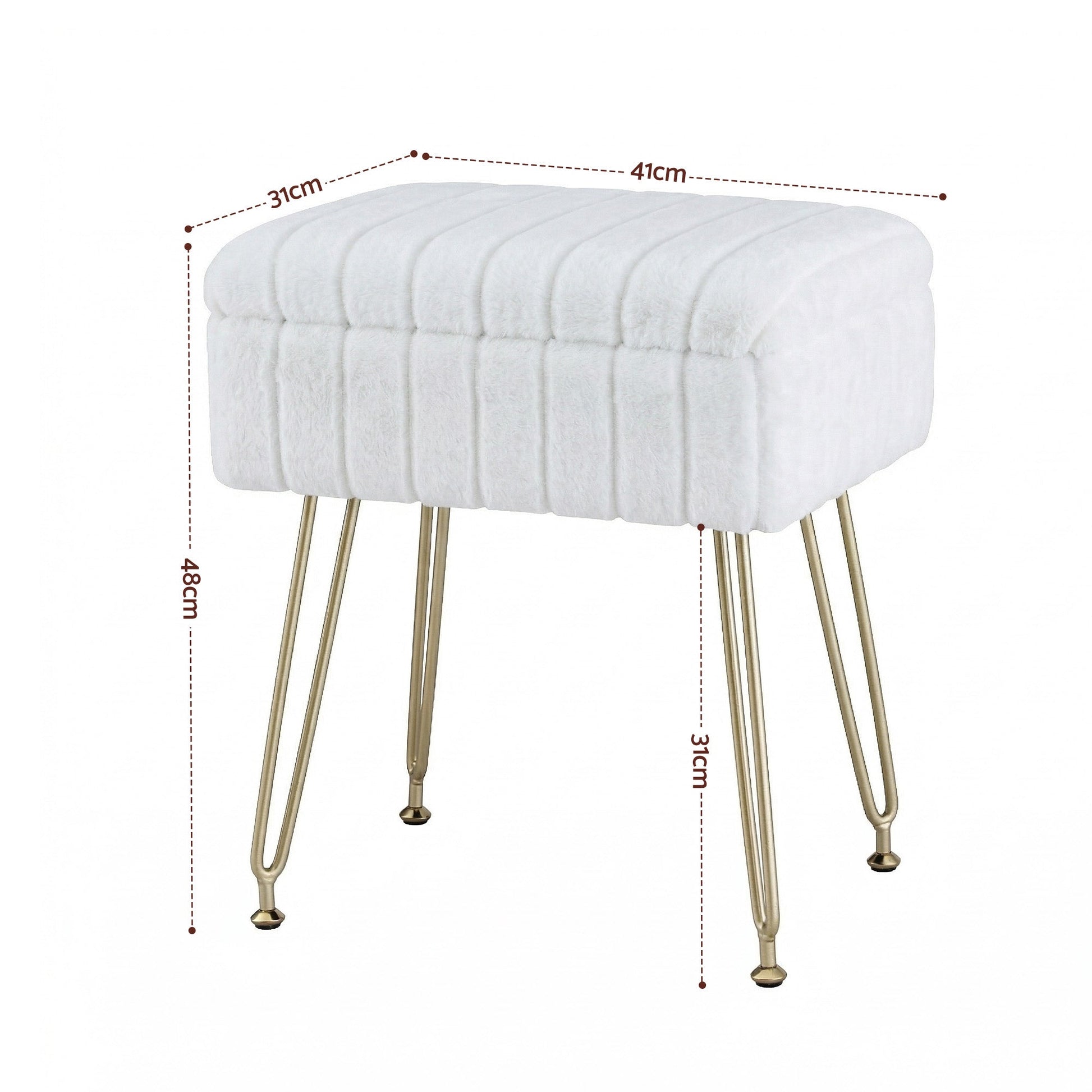 Storage Ottoman Footstool White Faux Fur | Home & Living - 2
