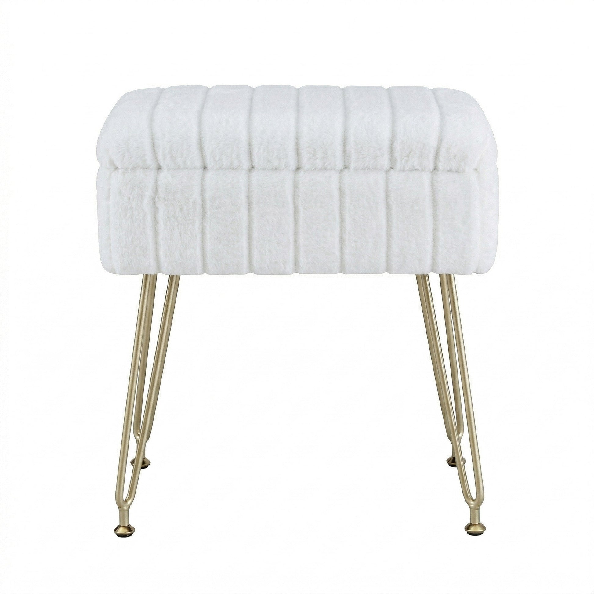 Storage Ottoman Footstool White Faux Fur | Home & Living - 3