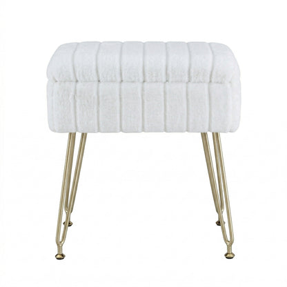 Storage Ottoman Footstool White Faux Fur | Home & Living - 3