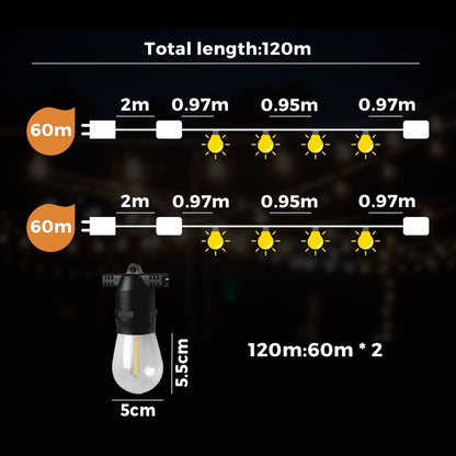 120M LED Festoon String Lights Waterproof