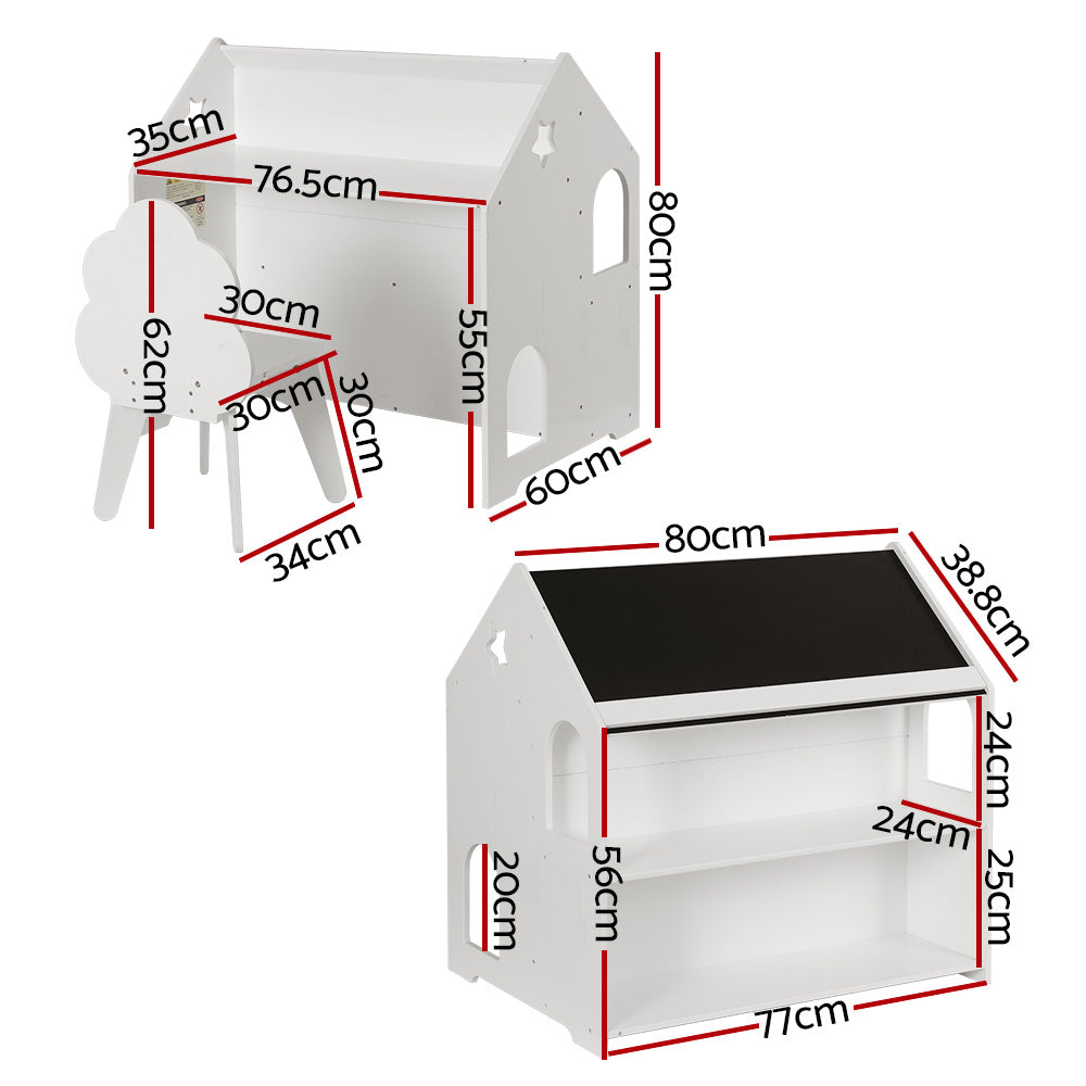 Kids Table and Chairs Set Activity Chalkboard Play Study Toys Storage Desk