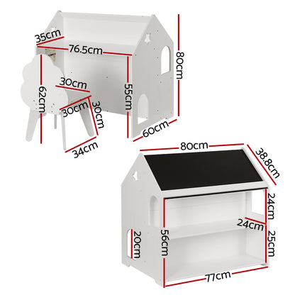 Kids Table and Chairs Set Activity Chalkboard Play Study Toys Storage Desk