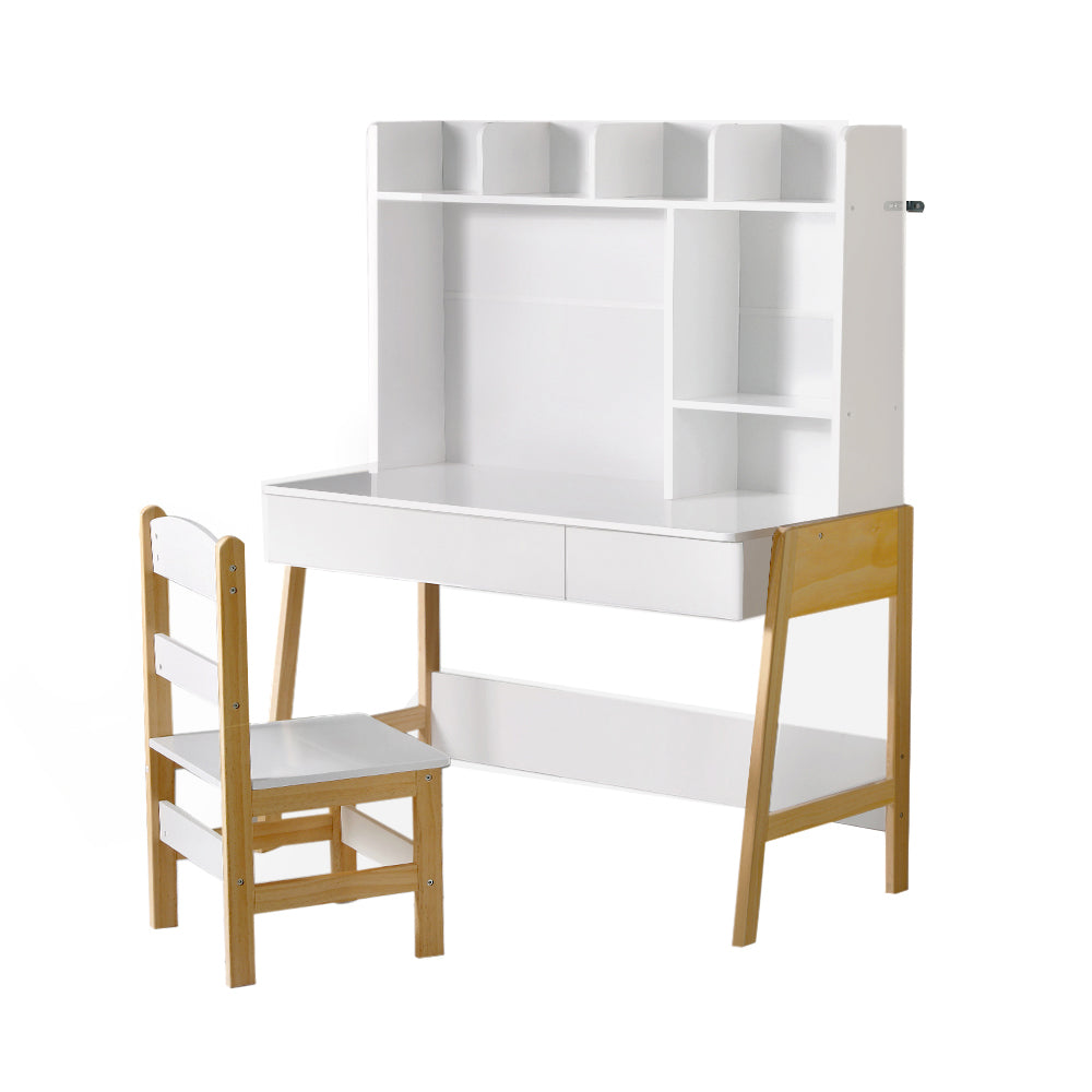 2Pcs Kids Table And Chairs Set Study Activity Toys Storage Desk Drawer