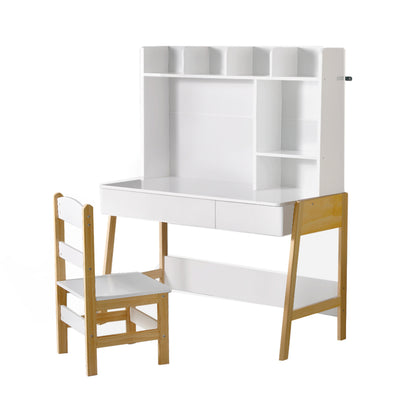 2Pcs Kids Table And Chairs Set Study Activity Toys Storage Desk Drawer