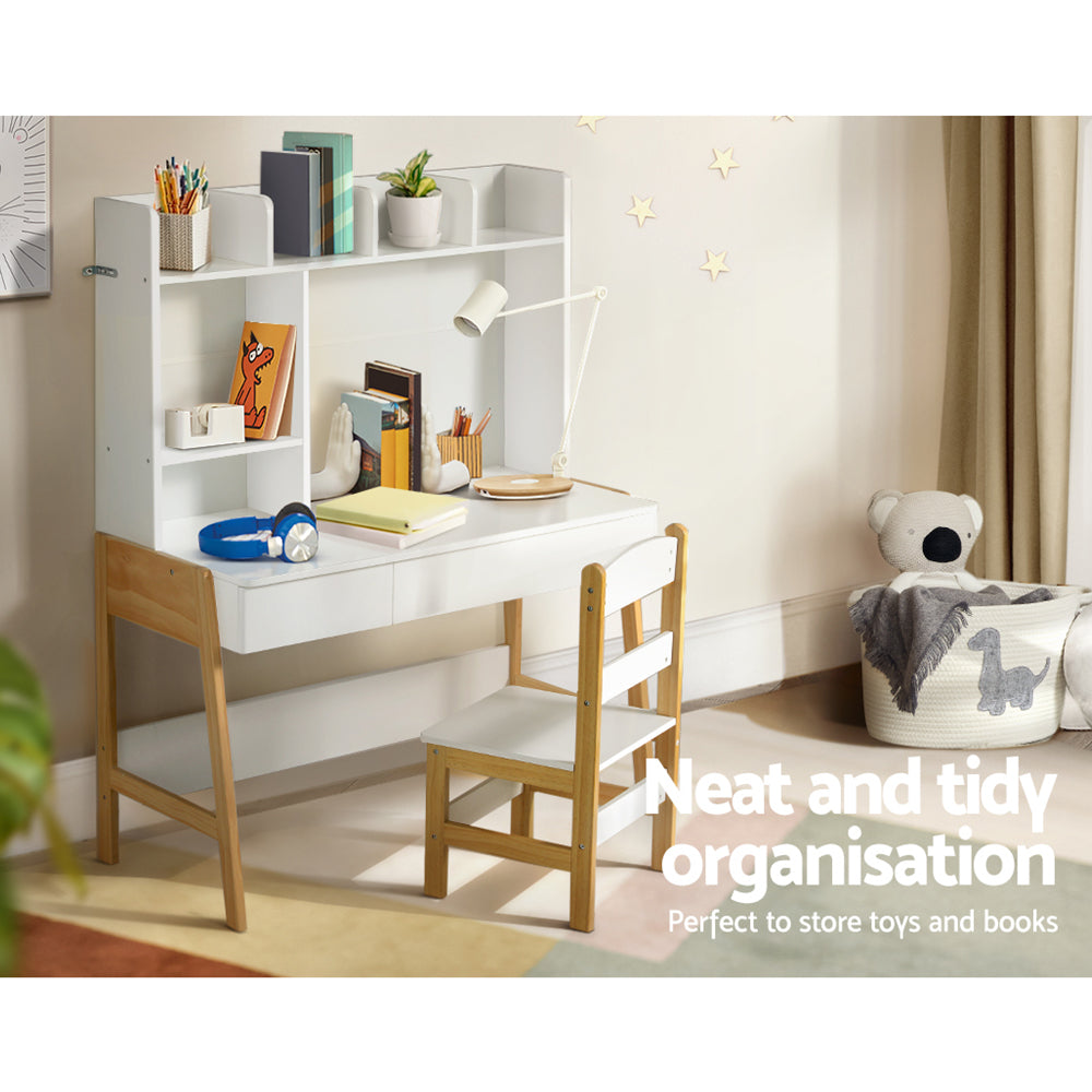 2Pcs Kids Table And Chairs Set Study Activity Toys Storage Desk Drawer