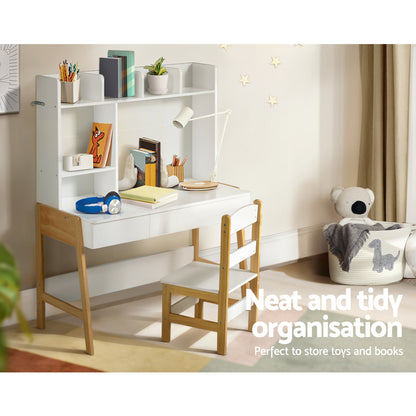 2Pcs Kids Table And Chairs Set Study Activity Toys Storage Desk Drawer