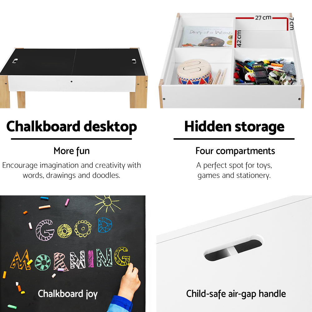 Kids Table Chair Set Children Storage Study Desk Toy Play Game Chalkboard