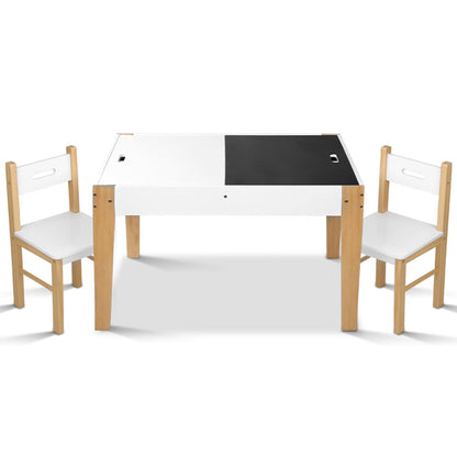 3Pcs Kids Table And Chairs Set Storage Toys Play Activity Desk Chalkboard