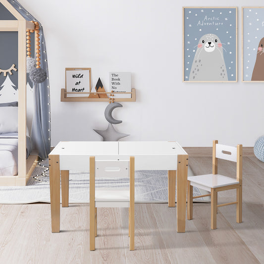 3Pcs Kids Table And Chairs Set Storage Toys Play Activity Desk Chalkboard