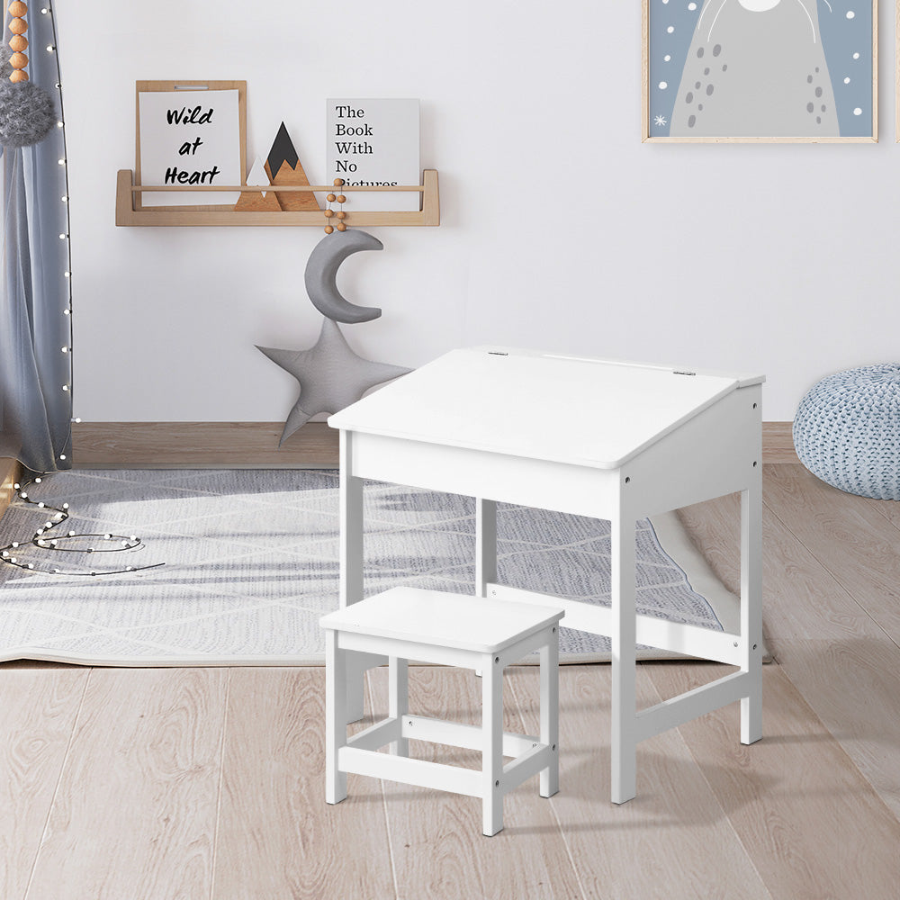 2Pcs Kids Table And Chairs Set Activity Children Playing Toys Study Desk
