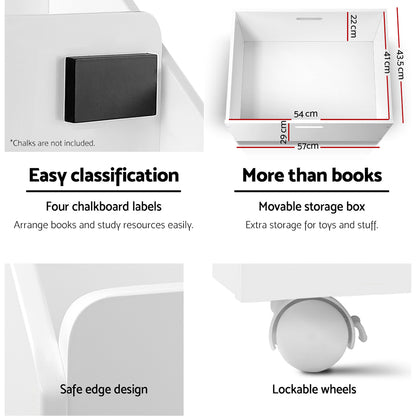 4 Tiers Kids Bookshelf Storage Organiser Children Bookcase Drawers Display