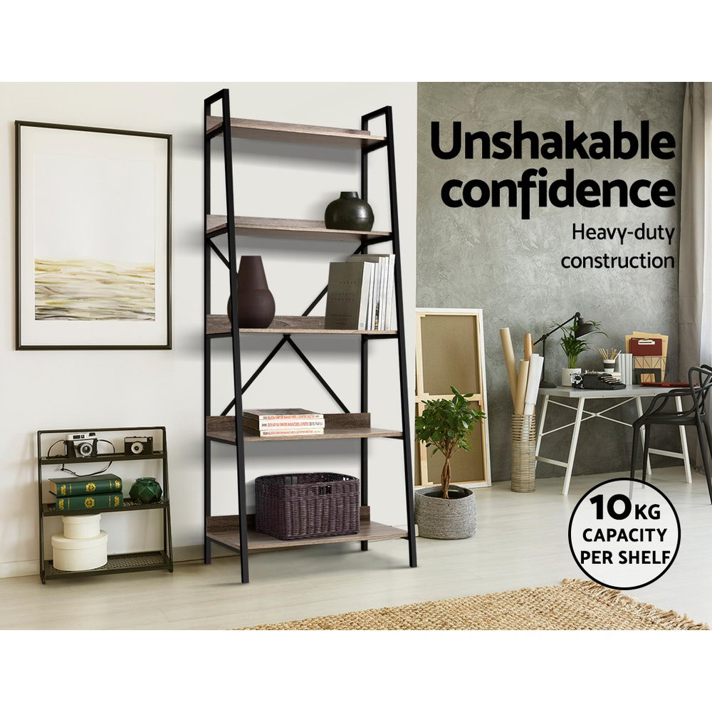 Bookshelf 5 Tiers - Nor Black And Oak
