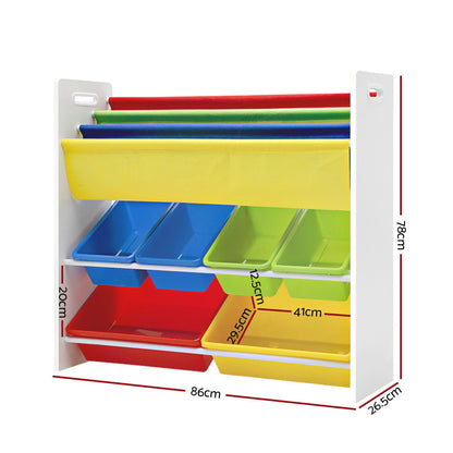 Kids Bookshelf Toy Storage Box Organizer Bookcase 3 Tiers