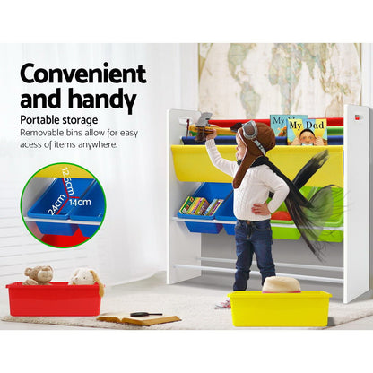 Kids Bookshelf Toy Storage Box Organizer Bookcase 3 Tiers