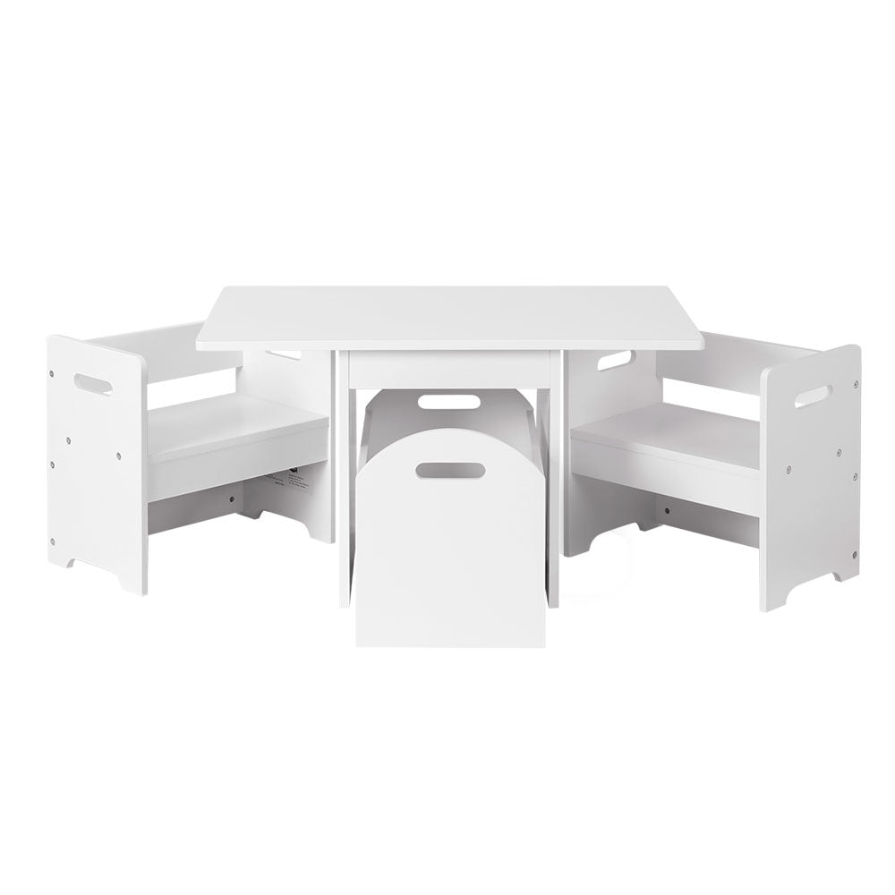 3Pcs Kids Table And Chairs Set Storage Toys Play Activity Desk