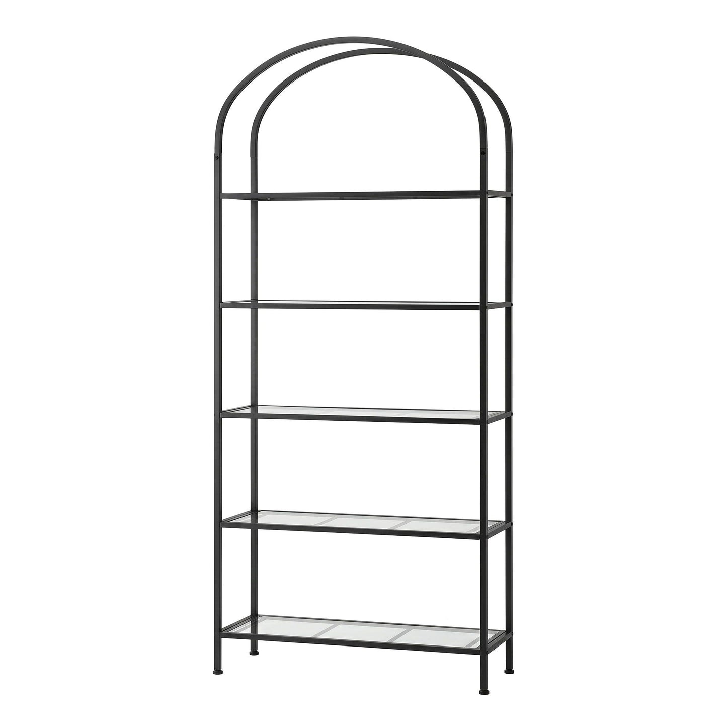 5 Tier Industrial Bookcase Glass Shelves | HomeAndLiving - 2