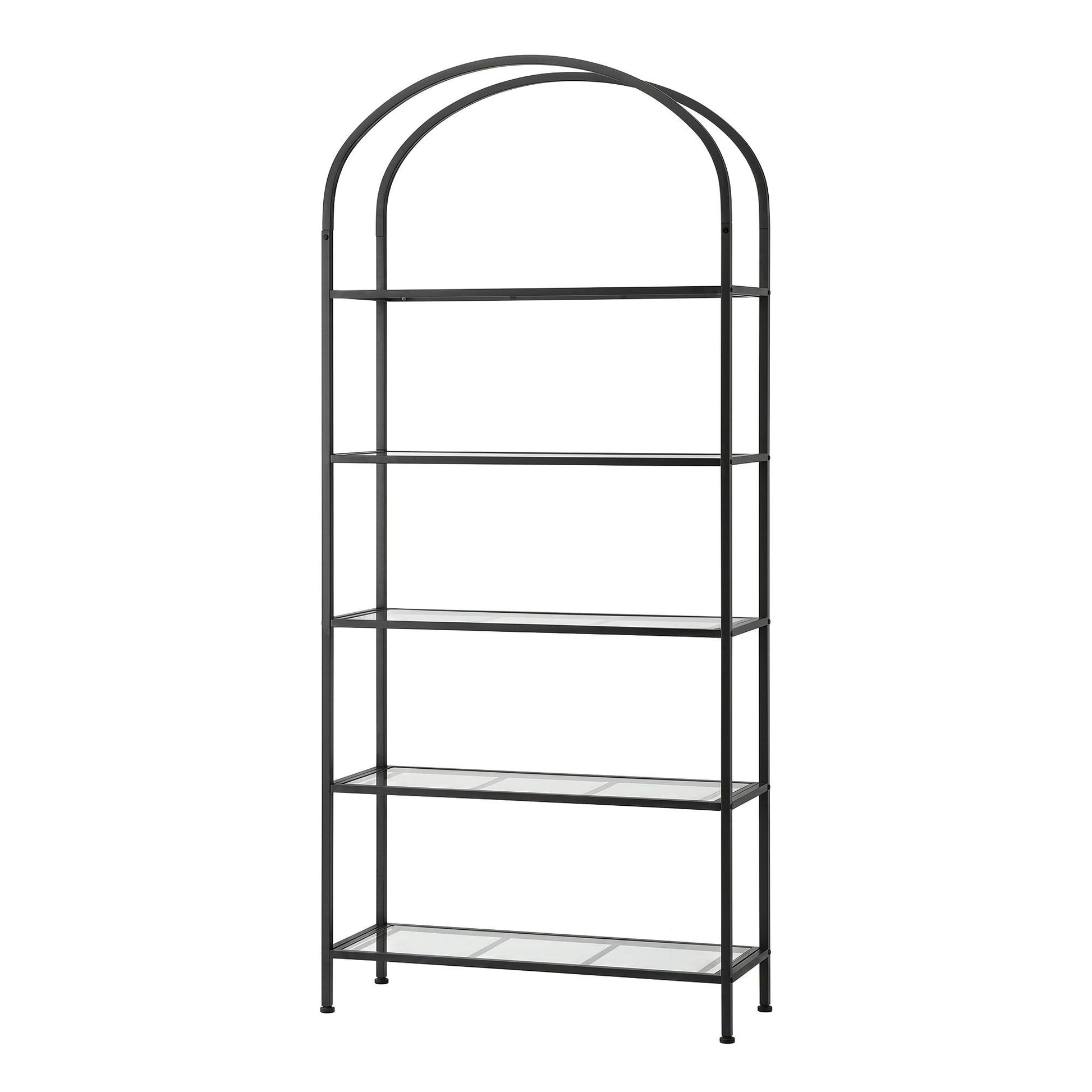 5 Tier Industrial Bookcase Glass Shelves | HomeAndLiving - 2