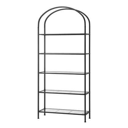 5 Tier Industrial Bookcase Glass Shelves | HomeAndLiving - 2