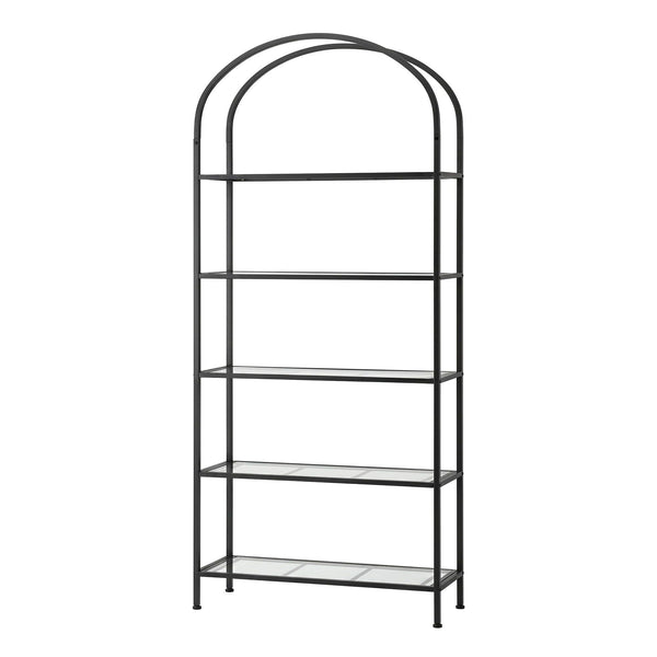  5 Tier Industrial Bookcase Glass Shelves | HomeAndLiving