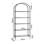 5 Tier Industrial Bookcase Glass Shelves | HomeAndLiving