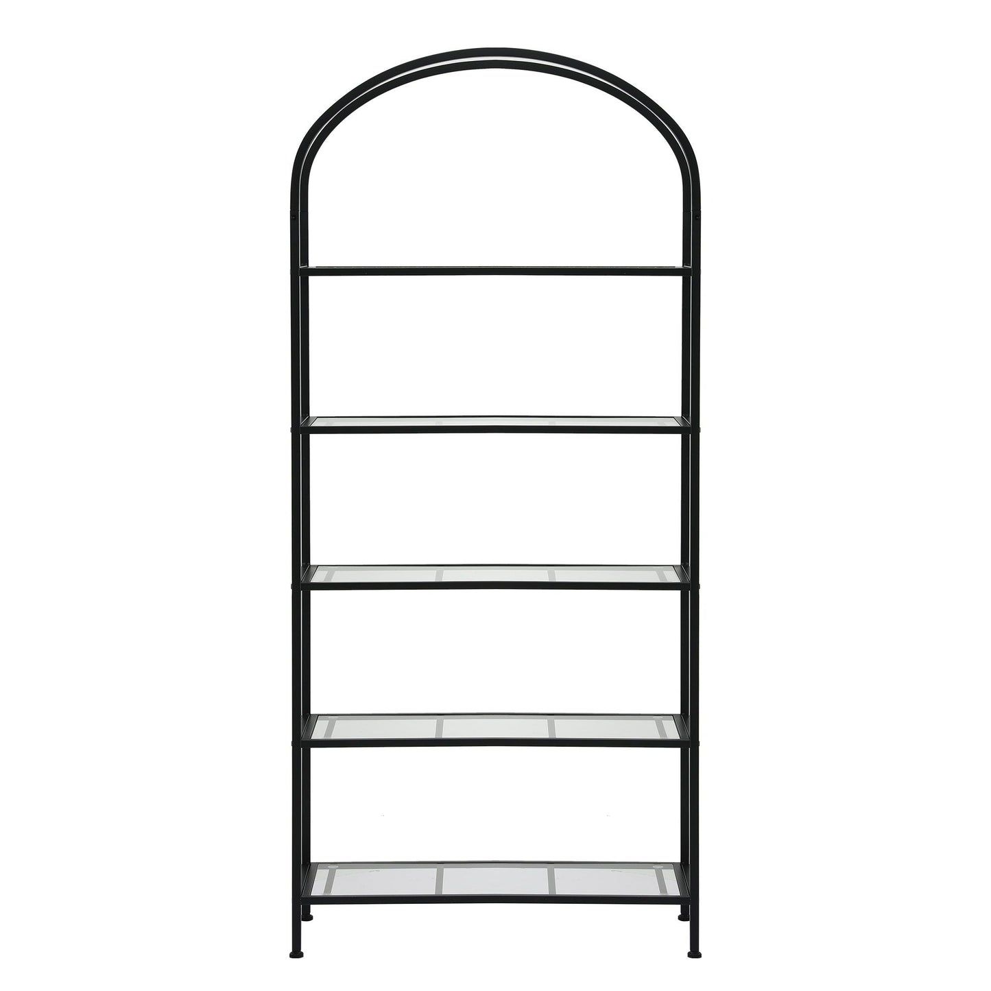 5 Tier Industrial Bookcase Glass Shelves | HomeAndLiving - 5