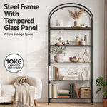 5 Tier Industrial Bookcase Glass Shelves | HomeAndLiving