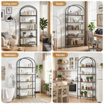 5 Tier Industrial Bookcase Glass Shelves | HomeAndLiving