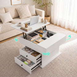 Lift Top Coffee Table Hidden Storage White | HomeAndLiving