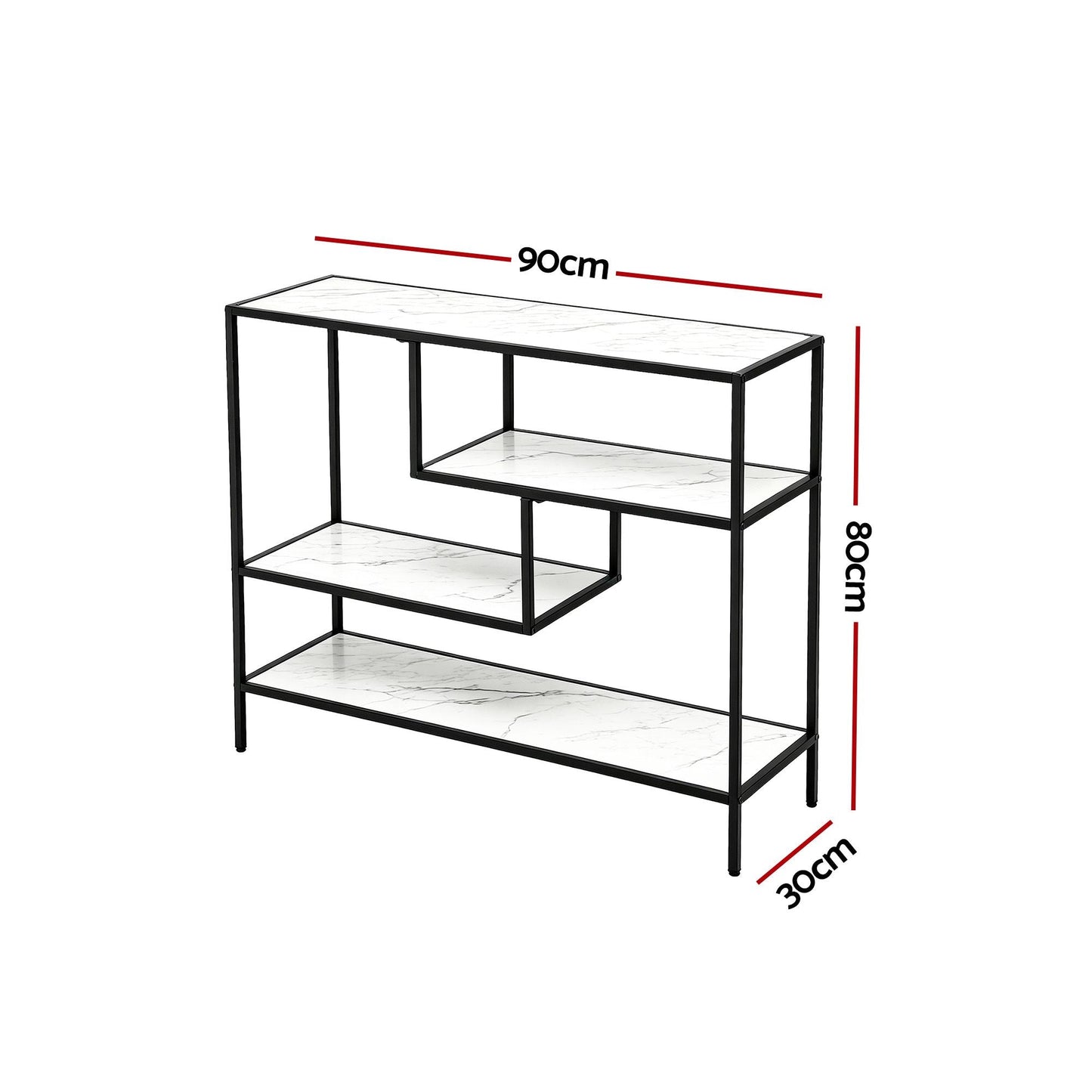 Console Table Marble Effect 4-Tier Hallway White | Home & Living - 3