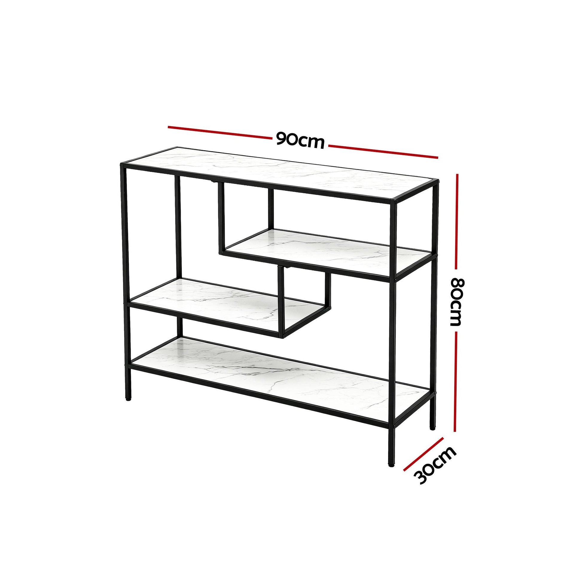 Console Table Marble Effect 4-Tier Hallway White | Home & Living - 3