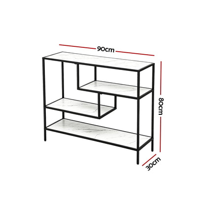 Console Table Marble Effect 4-Tier Hallway White | Home & Living - 3