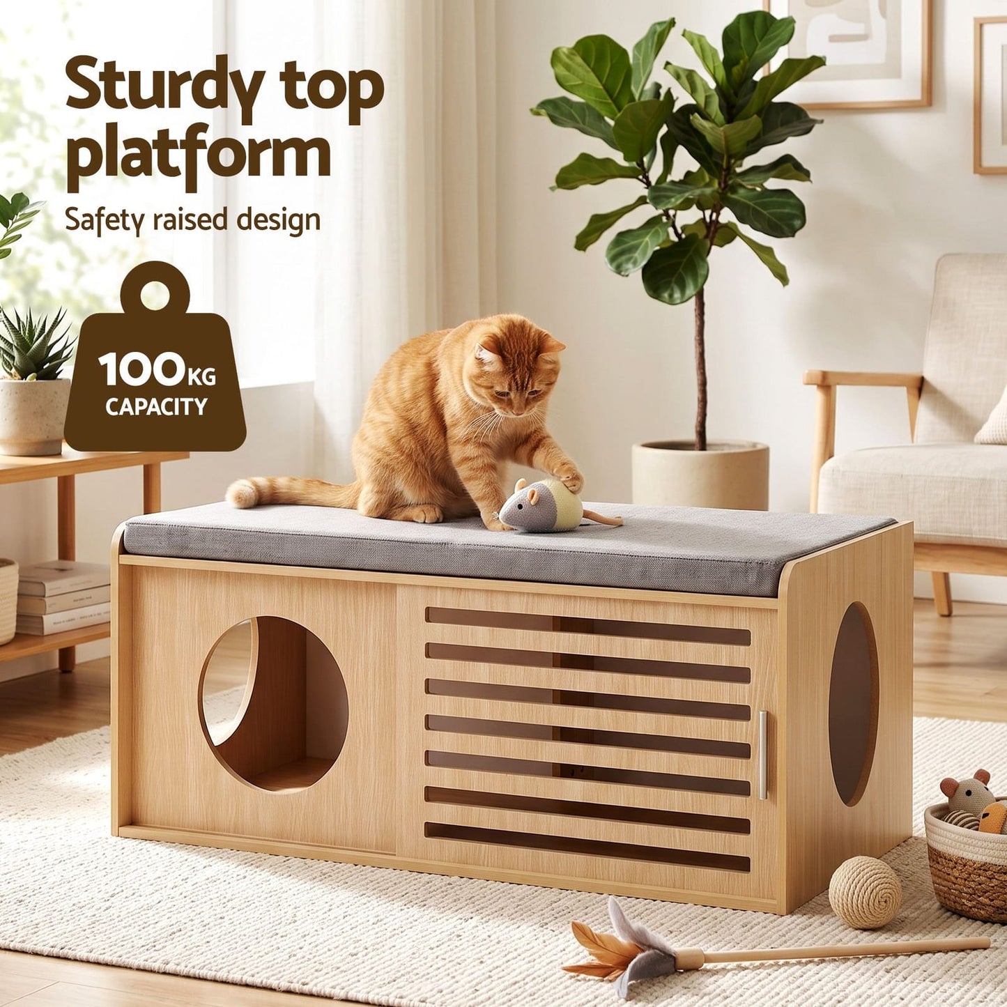 Pet Ottoman Footrest Natural 96x50.5x41.5cm