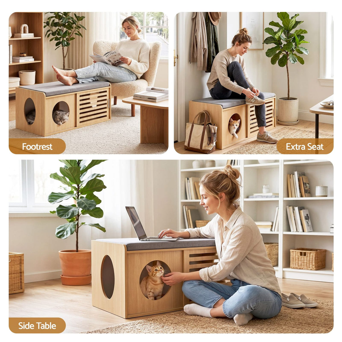 Pet Ottoman Footrest Natural 96x50.5x41.5cm
