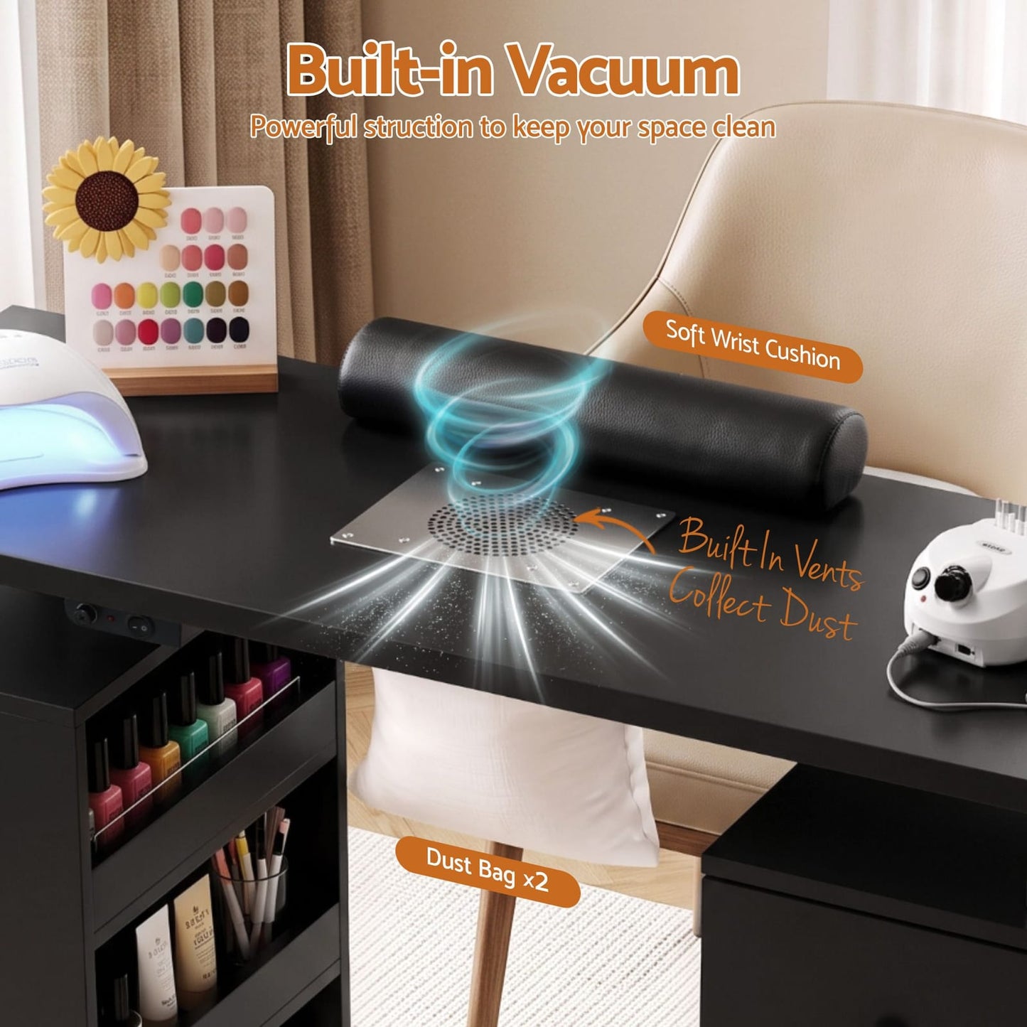 Manicure Table With Dust Collector 108x40x79cm