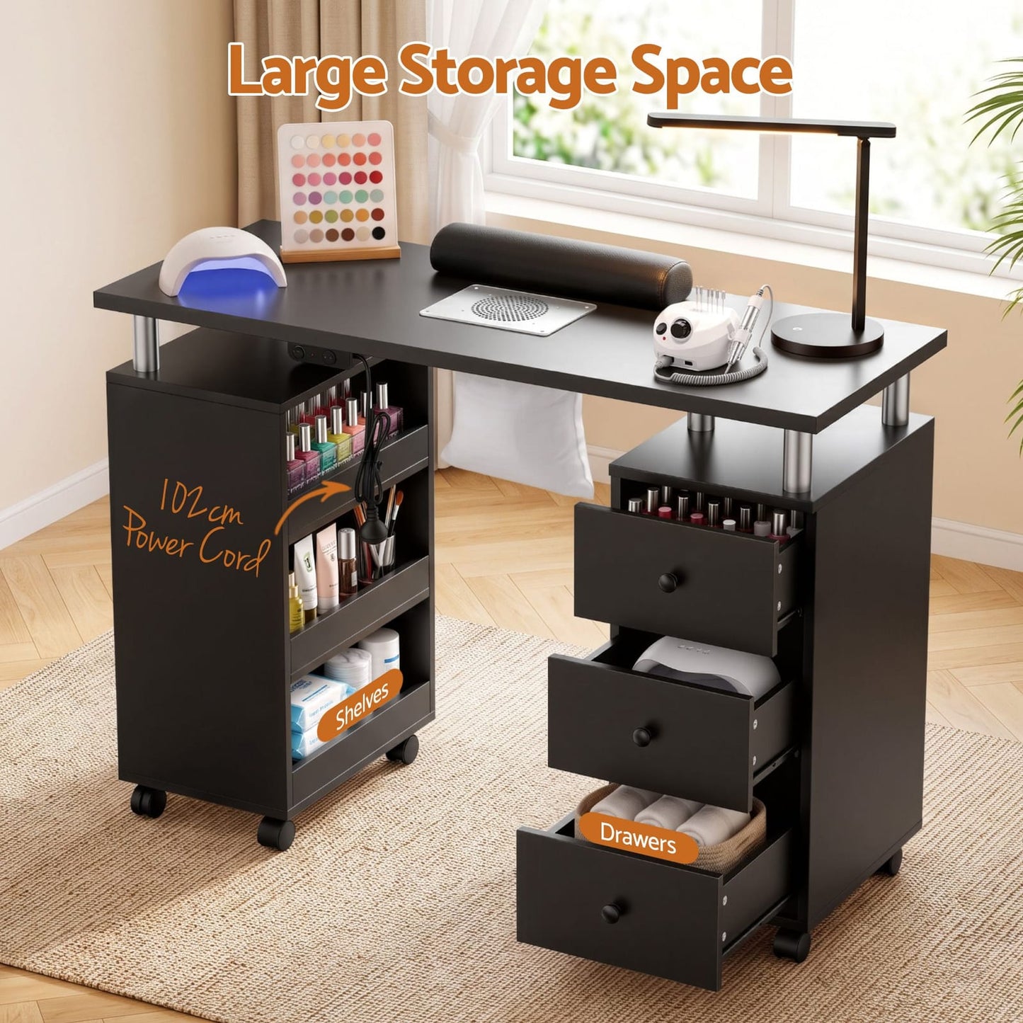 Manicure Table With Dust Collector 108x40x79cm