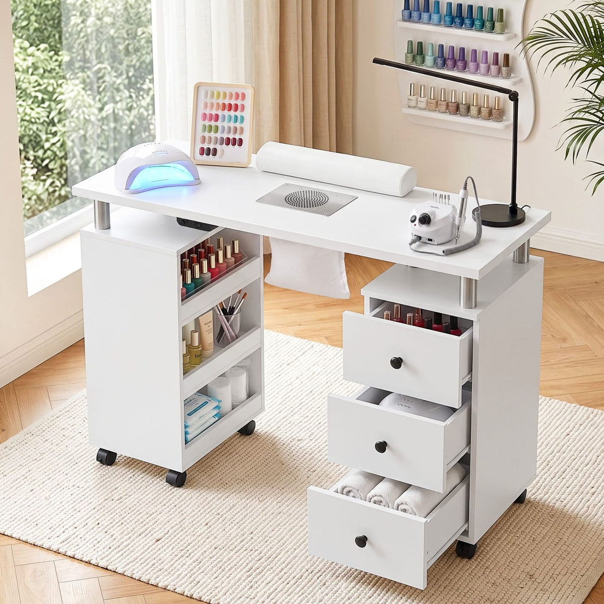 Nail Desk Table White 108x40x79cm