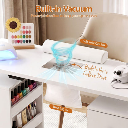 Nail Desk Table White 108x40x79cm