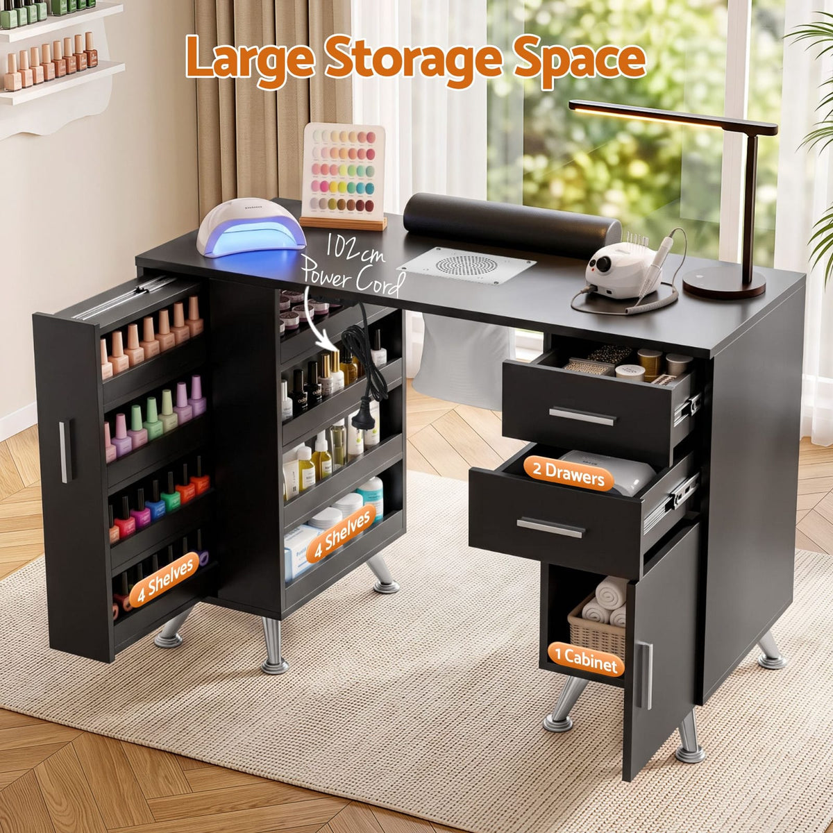 Manicure Table With Dust Collector 108x45x77cm