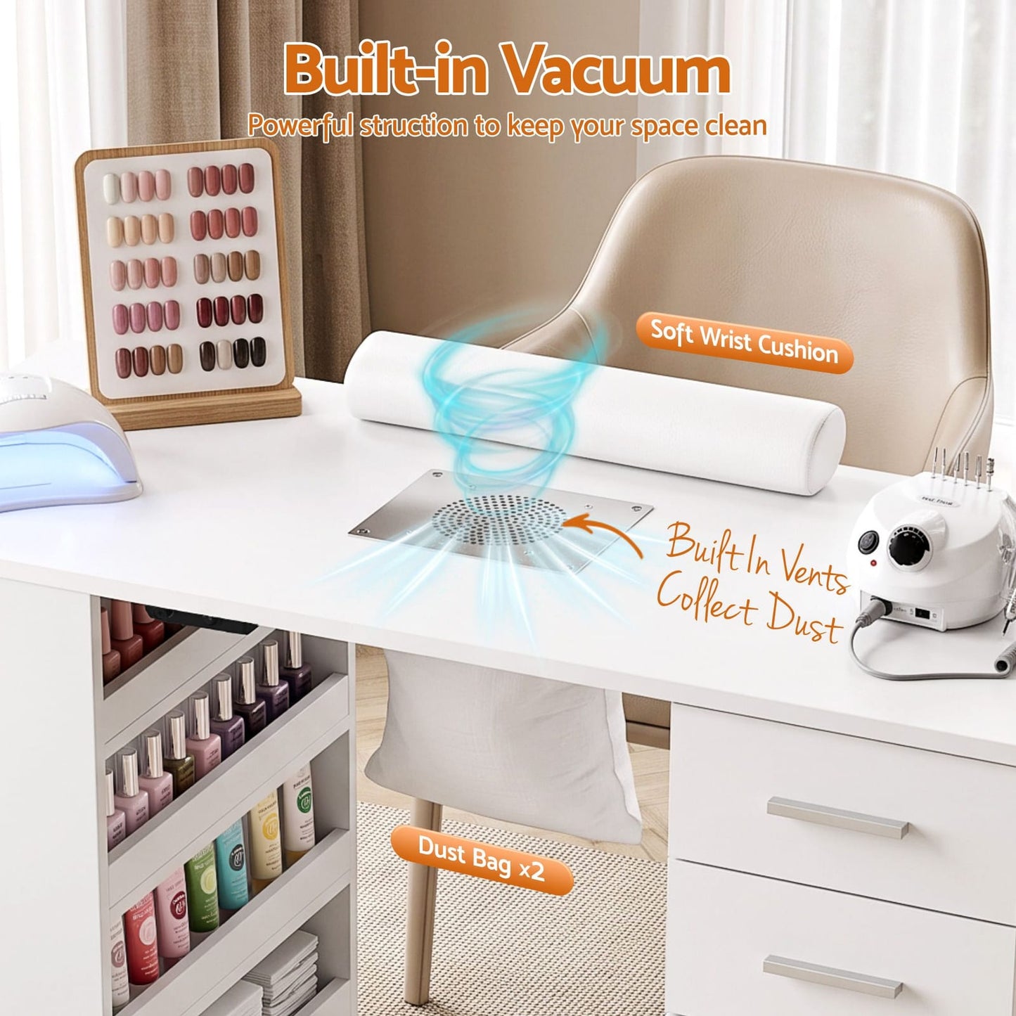 Nail Desk With Storage 108x45x77cm
