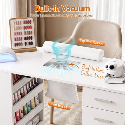 Nail Desk With Storage 108x45x77cm