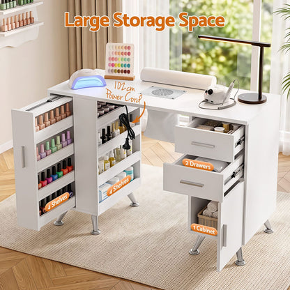 Nail Desk With Storage 108x45x77cm