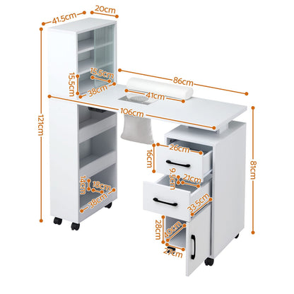 Manicure Table With Dust Collector 106x41.5x121cm