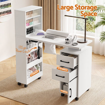 Manicure Table With Dust Collector 106x41.5x121cm