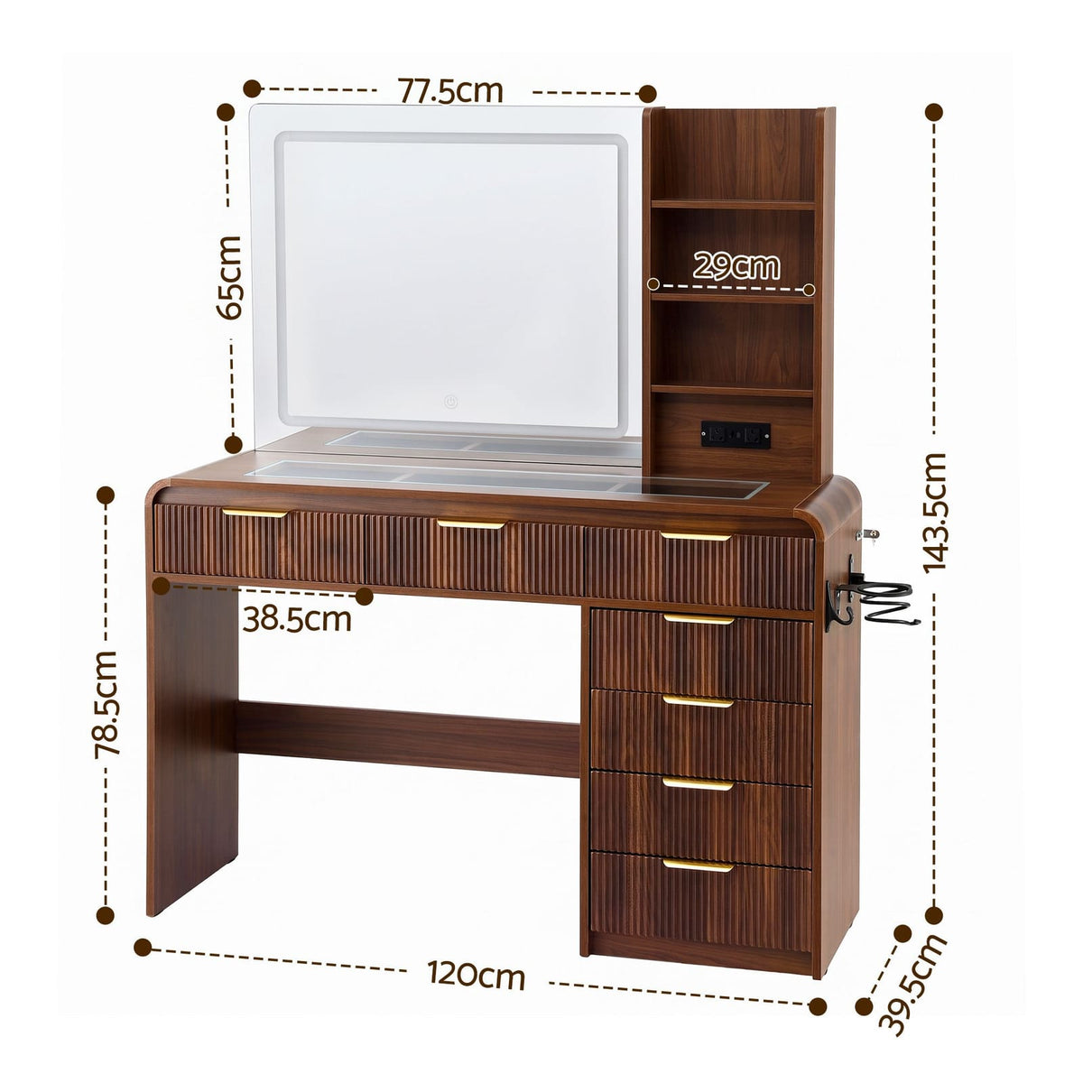 Dressing Table Vanity Desk 120x39.5x143.5cm
