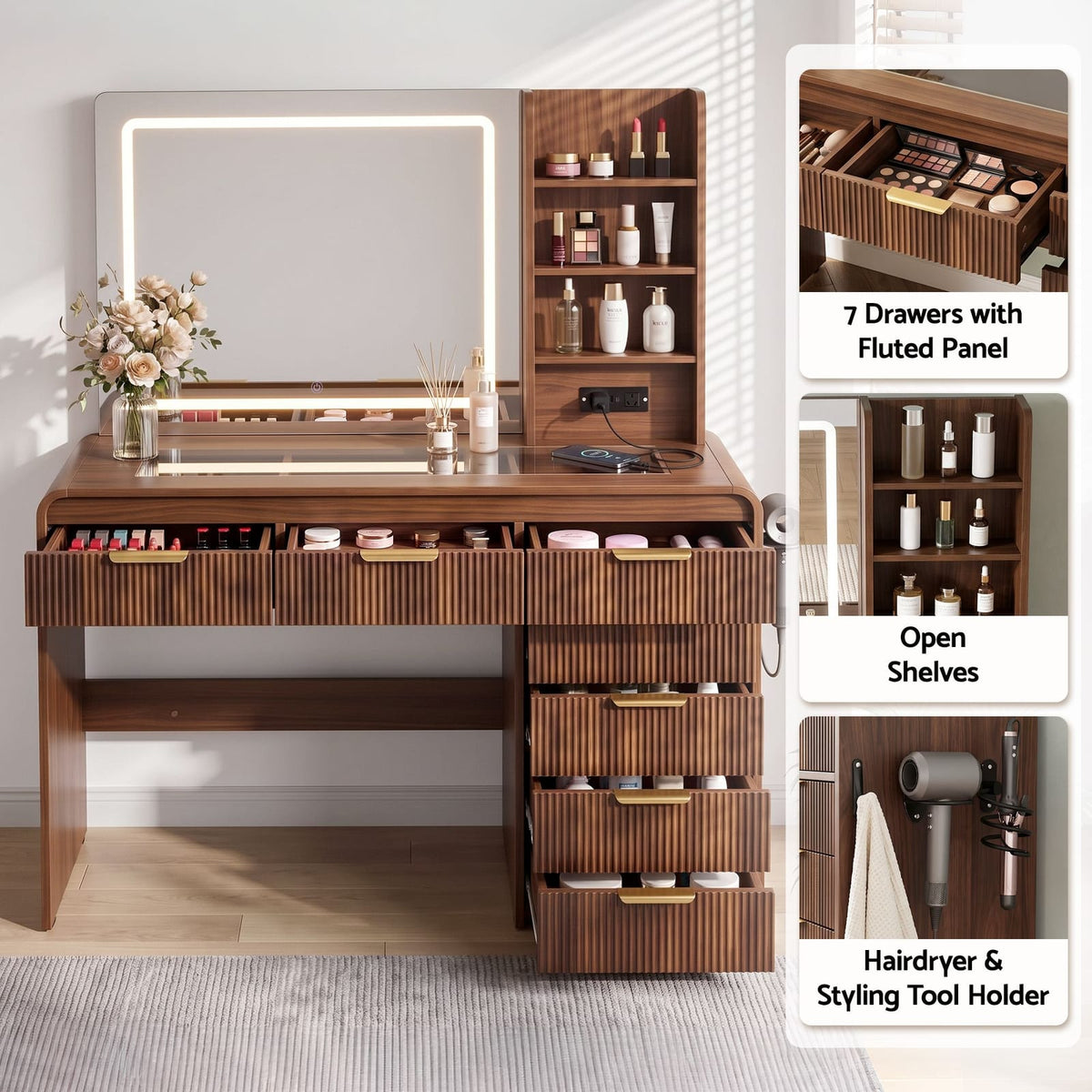 Dressing Table Vanity Desk 120x39.5x143.5cm