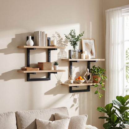 Floating Wall Shelf 2-Tier Wood 36.5x13.5x40cm