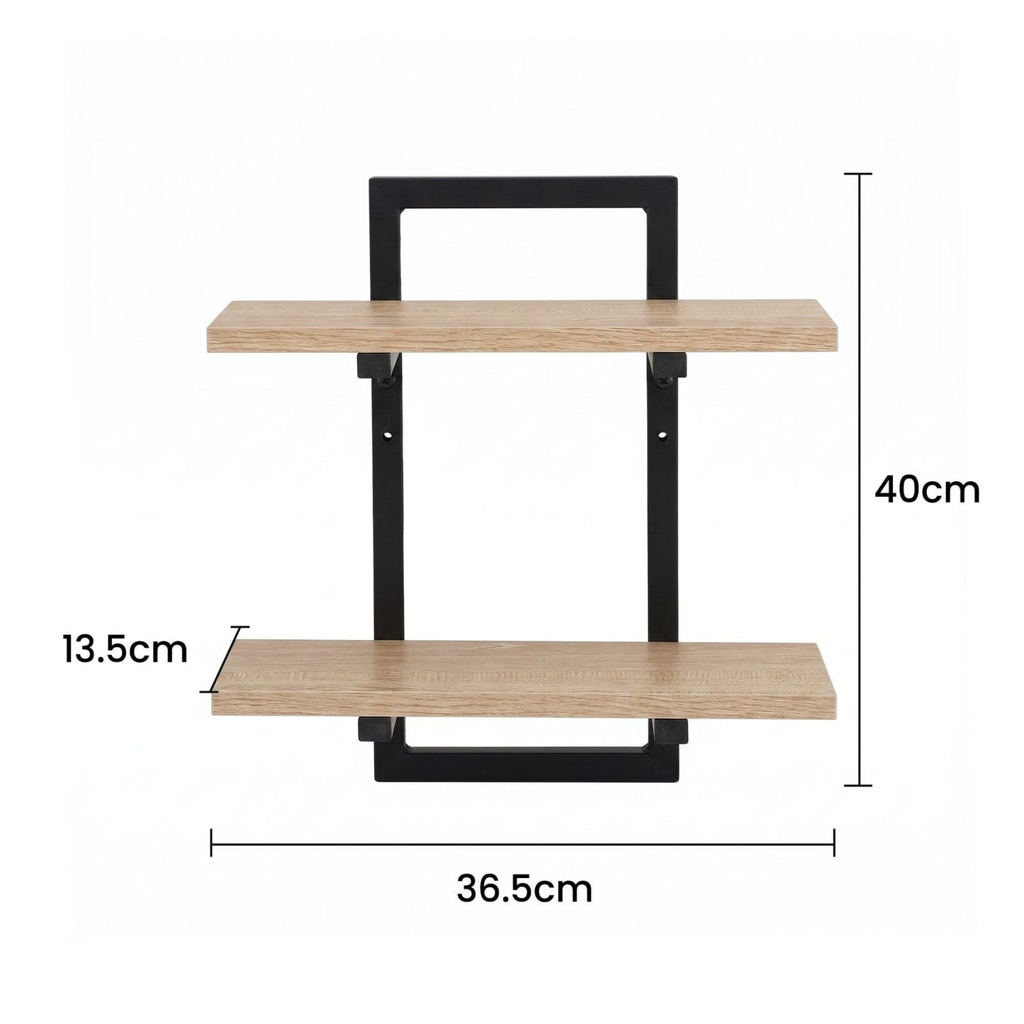 Floating Wall Shelf 2-Tier Wood 36.5x13.5x40cm